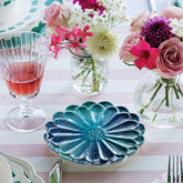 Lisbon Cobalt and Aqua Flower Cocktail Plate